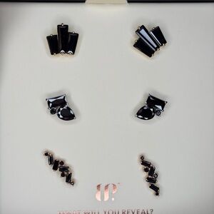 Elegant Black and Gold Earring Set